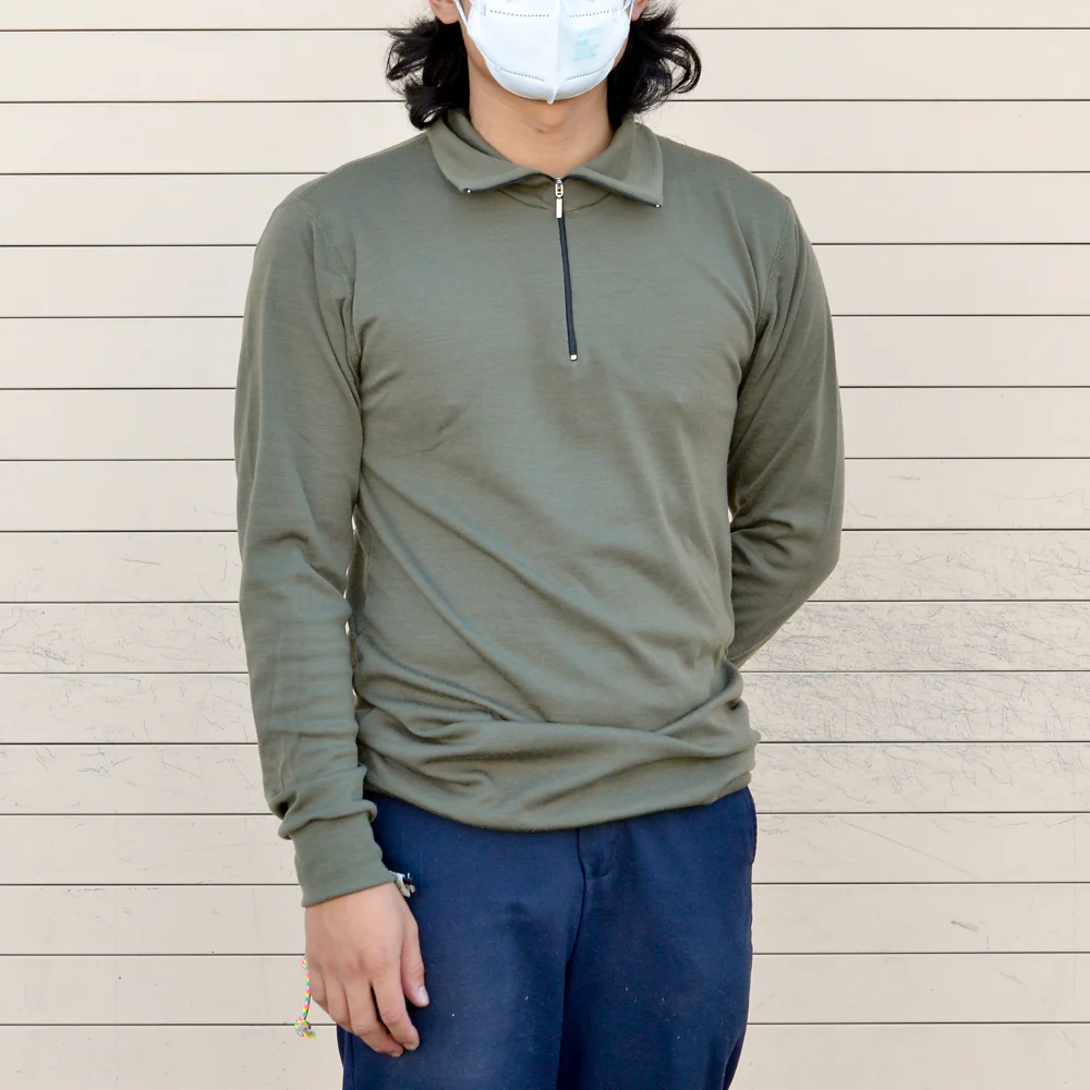 Shirt - Aussie Wool LS ZIP - Olive