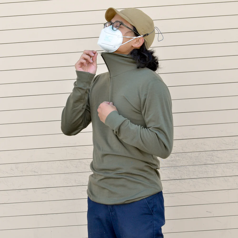 Shirt - Aussie Wool LS ZIP - Olive - Image 3