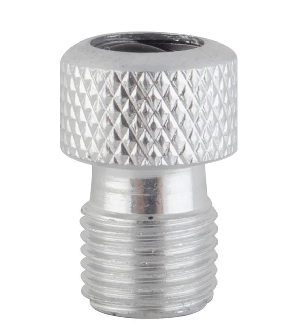 Inner Tube Valve Adapter - Silver Aluminum Presta to Schraeder