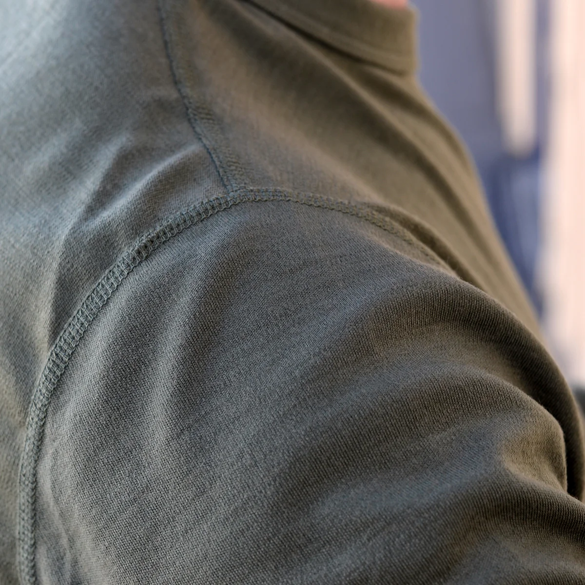 Shirt - Aussie Wool Long Sleeve Crewneck - Olive - Image 2
