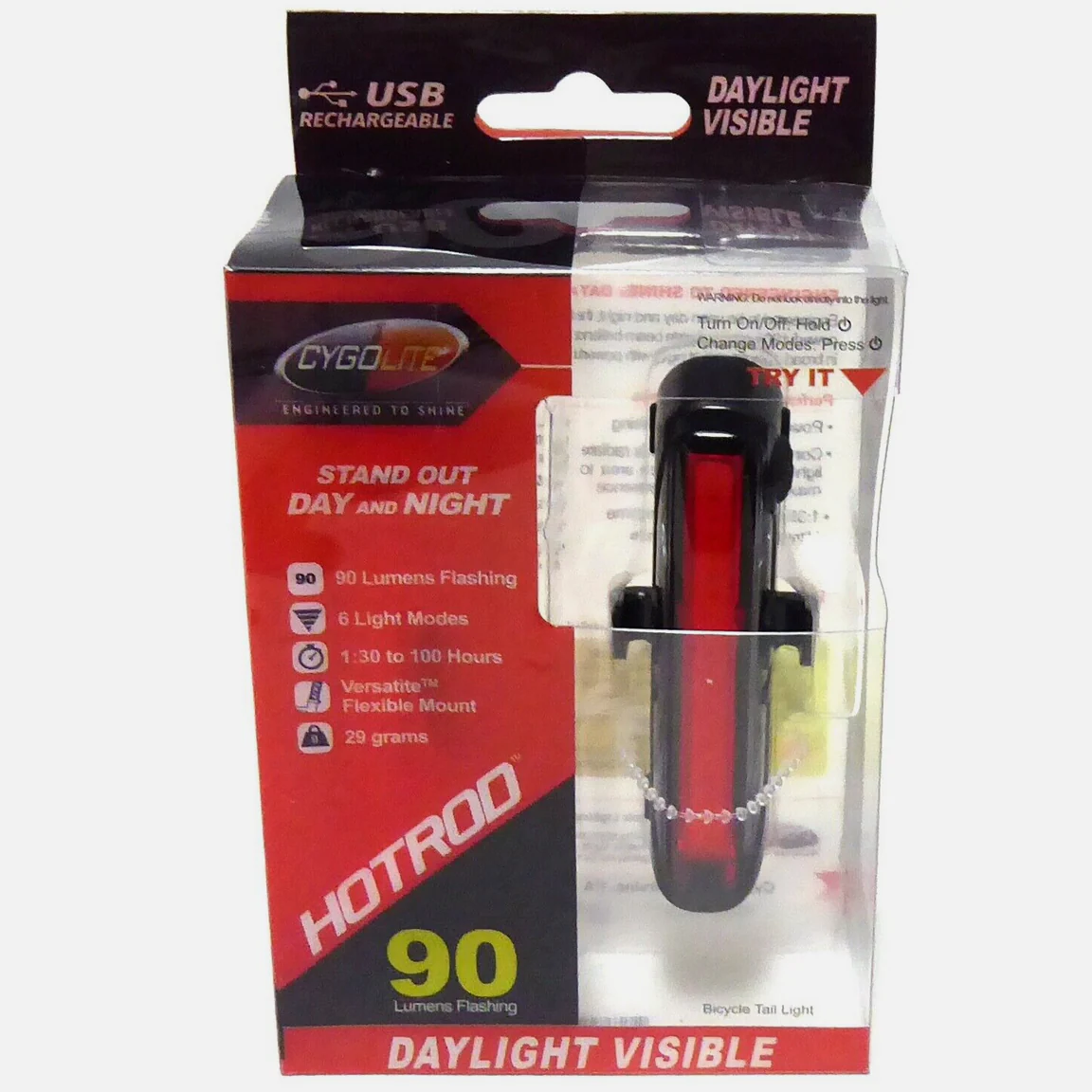 Light - Battery - Cygolite HotRod 90 rear RED blinky USB - Image 2